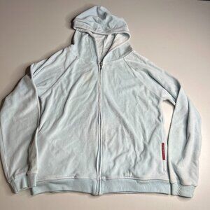 Prada Milano Velour Zip-Up Hoodie – Light Blue – Women’s